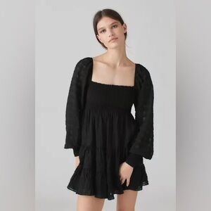 UO River Smocked Long Sleeve Mini Dress